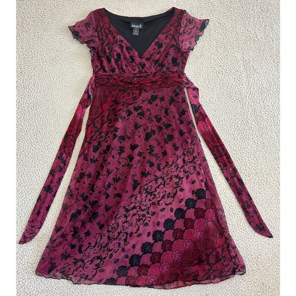 Vintage Y2K Biyaycda Dress Babydoll Whimsigoth Fairy Grunge Mesh Burgundy - Picture 1 of 16